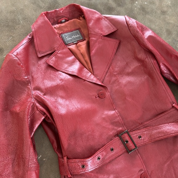 Vintage Red Leather Coat - Picture 11 of 16